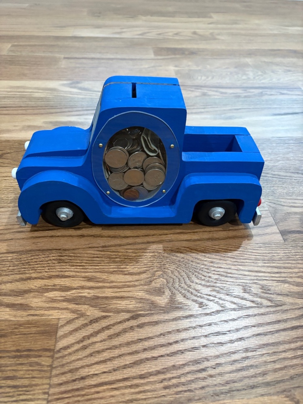 Wooden Blue Toy Truck Coin Bank